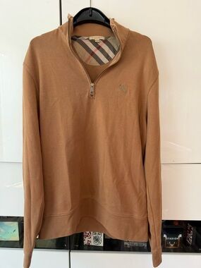 Burberry Men's Camel/Tan Half-Zip Sweater